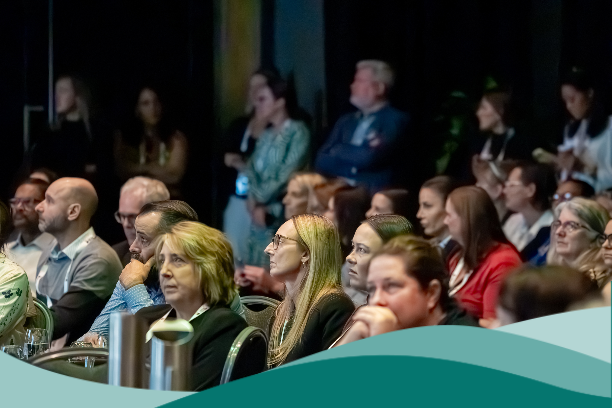 2025 QLD State Conference Plenary Session Crown With Teal Waves