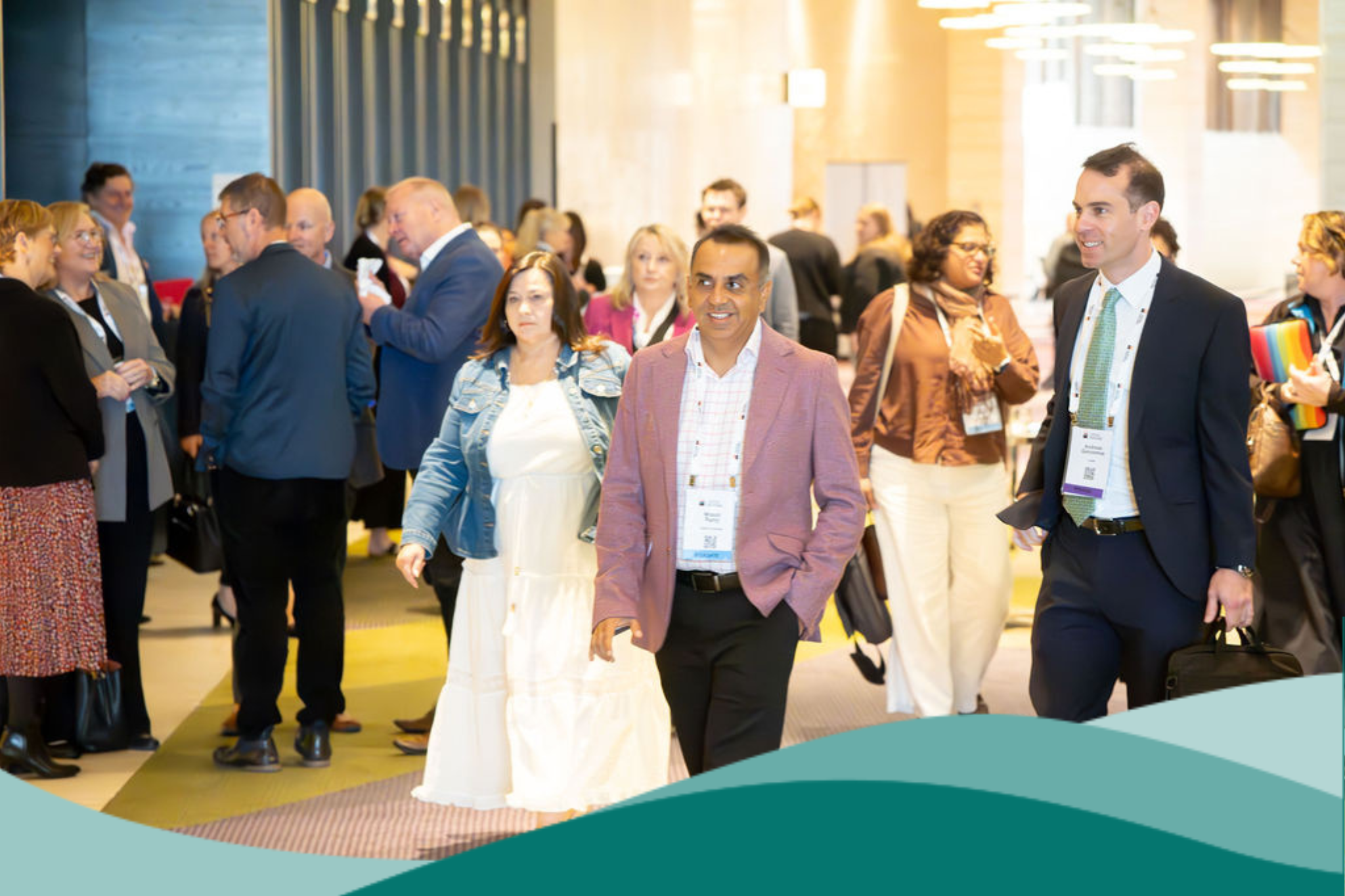 2025 WA State Conference Rego Crowd Image With Teal Waves