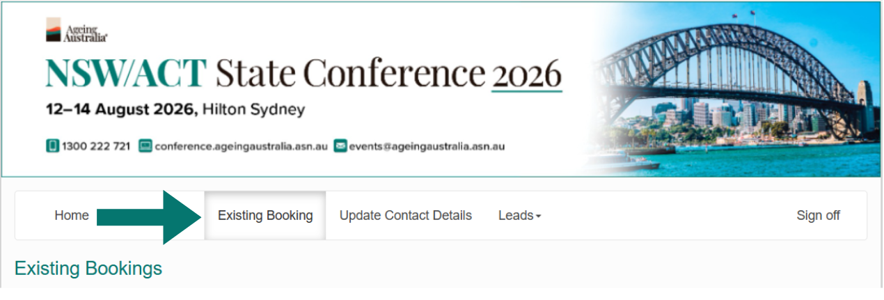 NSW Existing Bookings Tab